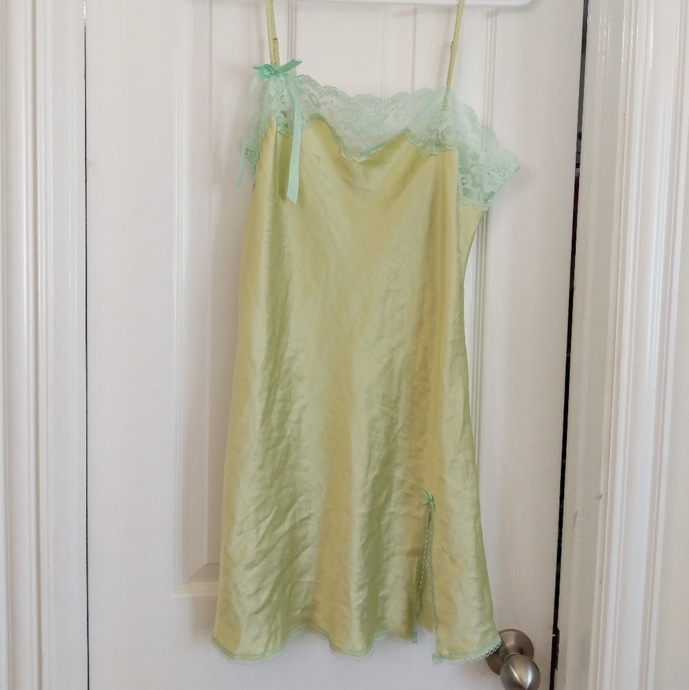 Nightgown with leave trim.